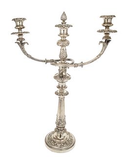 A Matthew Boulton-style silver plate candelabrum