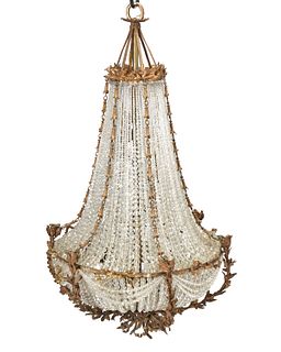 A French gilt-bronze and crystal chandelier