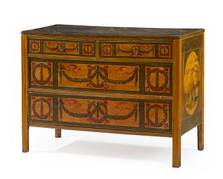 An Italian hand-painted commode