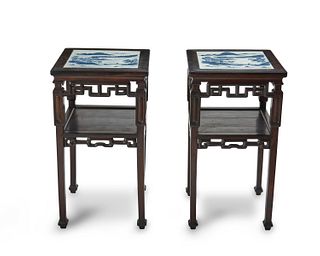 A pair of Chinese lamp tables