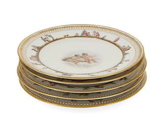 A group of Meissen porcelain plates