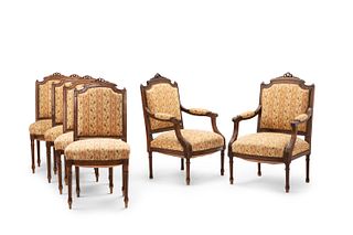 A set of French Louis XVI-style dining chairs