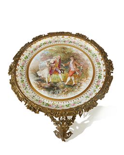 A Sevres-style porcelain and gilt-bronze side table