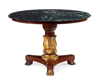 An English Regency-style table with marble top