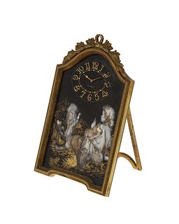 A French porcelain and gilt-bronze table clock