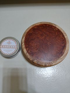 Ashwood Turned Bowl w/Copper Epoxy Core and 1 Tin of Beeswax