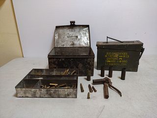 2 metal ammo containers 1 military 7.62 1 other