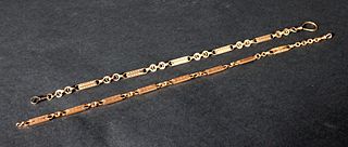 Two Unmarked 14K Yellow Gold Watch Fob Chains