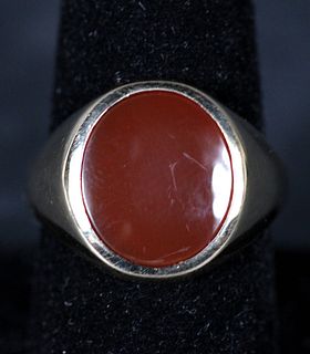 14K Yellow Gold and Carnelian Ring