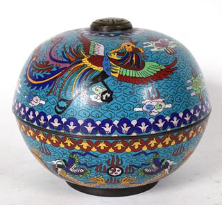 Chinese Dragon-Decorated Cloisonne-Covered Box