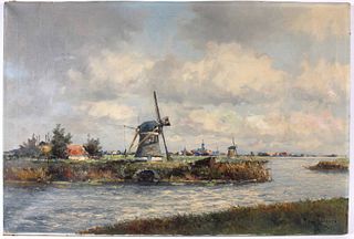 Marinus de Jongere, Oil on Canvas, Canal Scene