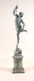 Patinated Bronze Figure of Winged Mercury