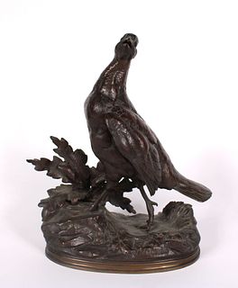 Jules Moigniez, Cast Bronze Partridge Sculpture