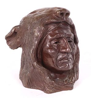 Dean Edward Johnson Cast Bronze Bust of an Indian