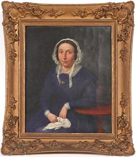 Oil on Canvas, Portrait of a Woman in Lace Cap