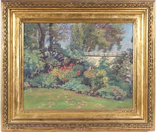 Grace P. Brian, Oil on Canvas, Garden Scene