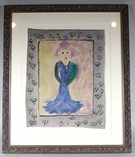 Sybil Gibson, Watercolor, Woman in Blue Dress