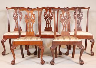 Five Chippendale Carved Mahogany Side Chairs