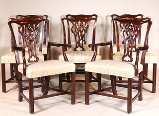 Eight Chippendale Carved Mahogany Dining Chairs