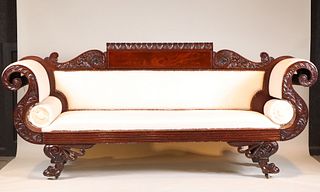 Carved Mahogany Settee, Attrib. Anthony Quervelle