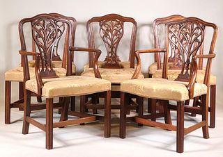 Eight Chippendale Carved Mahogany Dining Chairs