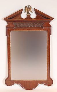 George II Mahogany Pierced Pediment Mirror