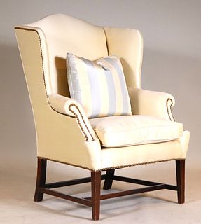 Federal Style Mahogany Upholstered Wing Chair