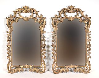 Pair of Rococo Style Giltwood Mirrors