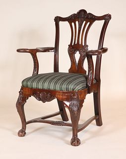 George II Carved Mahogany Library Armchair