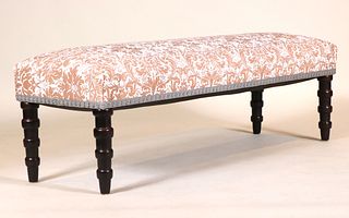 Contemporary Mahogany Upholstered Bench