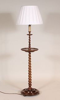 Carved Walnut Barley-Twist Floor Lamp