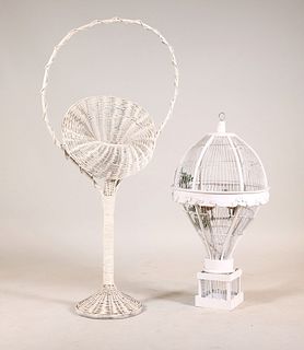 White Painted Hot Air Balloon Bird Cage