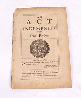 'An Act of Indemnity and Free Pardon' Pamphlet