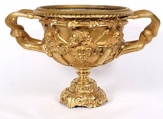 Neoclassical Style Gilt Bronze Double-Handled Urn