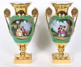 Pair of Neoclassical Paris Porcelain Urns