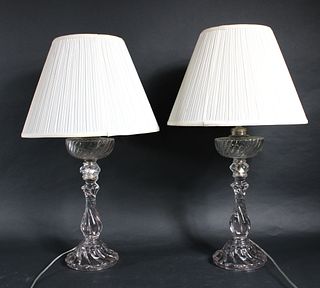 Pair of Baccarat Molded Glass Fluid Lamps