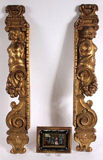 Pair of Baroque Style Figural Wall Plaques