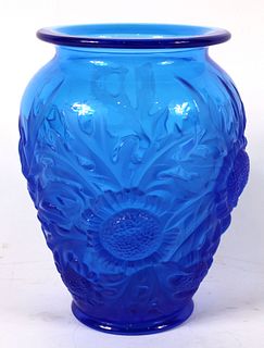 Verlys Blue Alpine Thistle Art Glass Vase