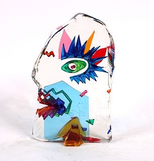 Czeslaw Zuber, Art Glass Sculpture of a Face 