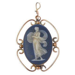 WEDGWOOD - a selection of jewellery. To include a pendant, the oval-shape dark blue jasperware cameo