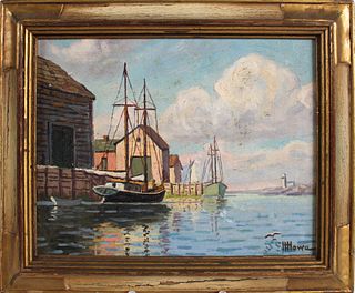 Harry H. Howe, Oil on Board, 'A Gloucester Wharf'