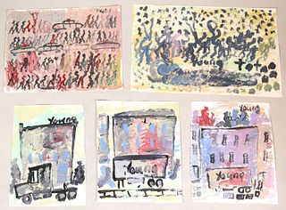 Purvis Young, Five Works on Paper