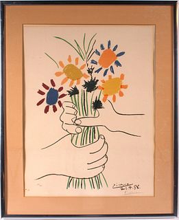 Picasso, Lithograph, 'Bouquet of Flowers'
