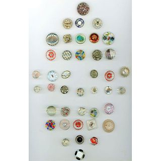 3 WHOLE CARDS OF ASSORTED MODERN GLASS BUTTONS