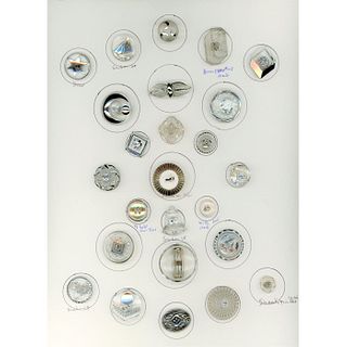 A WHOLE CARD OF ASSORTED CLEAR GLASS BUTTONS