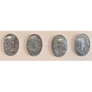 A SET OF SILVERED OVAL HEAD BUTTONS