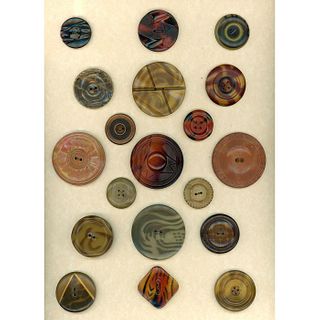 3 CARDS OF ASSORTED CELLULOID BUTTONS