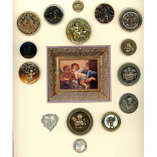 A CARD OF DIVISION ONE CHERUBS AND CUPID BUTTONS