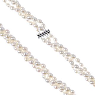 Six items of cultured pearl jewellery. To include a pink pearl single row necklace together with a g