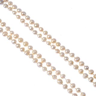 A selection of cultured pearl jewellery. To include a long-length cultured pearl necklace, together